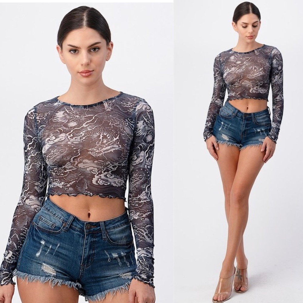 Mesh sublimation printed crop top